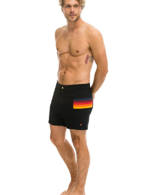 Men's Horizontal 5 Stripe Flex Shorts - Black