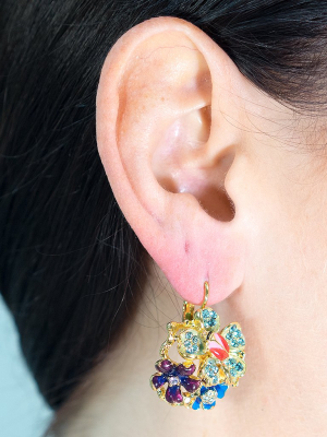 Cool Multi Pastel Flower Eurowire Pierced Earrings