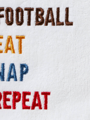 2pk Football Eat Nap Repeat Hand Towel White - Skl Home