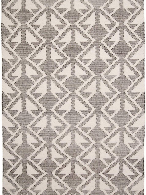 Feizy Savona Bohemian Geometric Flatweave Rug - Dark Gray & Ivory - Available In 5 Sizes