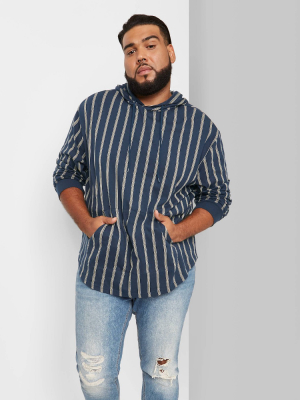 Men's Big & Tall Striped Standard Fit Long Sleeve Hooded T-shirt - Original Use™ Black