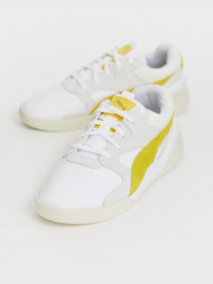 Puma Aeon Heritage White And Mustard Sneakers