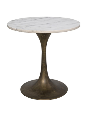 Noir Laredo 20" White Stone Gold Brown Table - Aged Brass