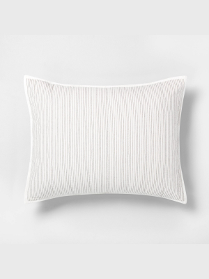 Microstripe Pillow Sham Sour Cream / Railroad Gray - Hearth & Hand™ With Magnolia