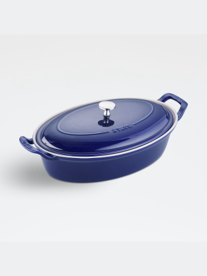Staub ® 14" Oval Dark Blue Covered Baking Dish