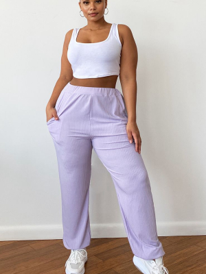 Plus Lilac Rib Pocket Detail Joggers