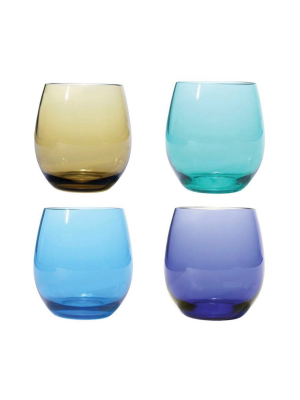 Plastic Bpa Free Stemless, Jeweltones, 18oz Set Of 4