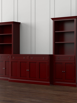 Cameo 3-piece Modular Red Media Entertainment Center With Storage Bookcases