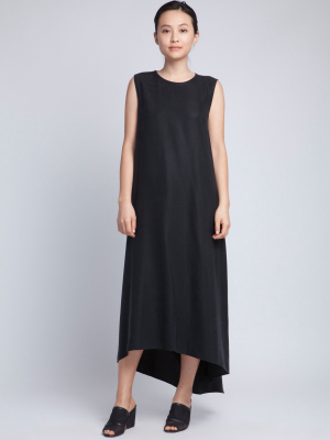 Turn Sleeveless Overlap Maxi Dress - Meteorite Black