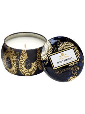 Petite Decorative Tin Candle In Moso Bamboo