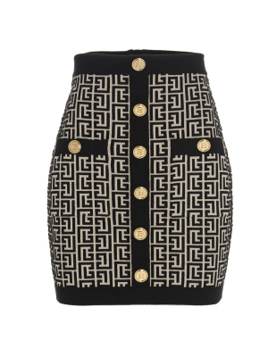 Balmain Monogram Jacquard Mini Skirt