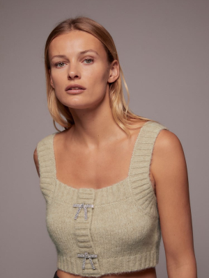 Knit Top With Jewel Buttons