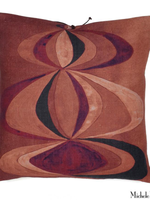 Printed Linen Pillow Concentric Rouge 22x22