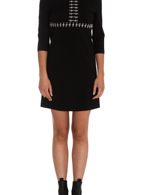 Pinko Embellished Fine Knit Mini Shirt Dress