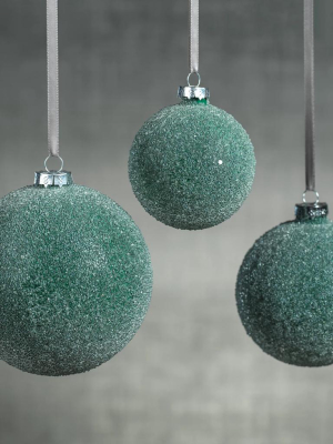 Frosted Green Beaded Ball Ornament