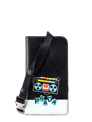 Prada Record Player Print Neck Cardholder