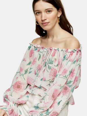 Pink Floral Print Blouse