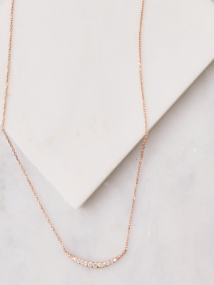 Pave Crescent Necklace, Rose Gold