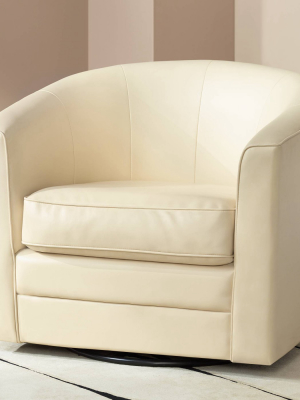 Studio 55d Keller Ivory Bonded Leather Swivel Club Chair