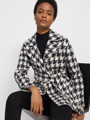 Belted Overlay Coat In Double-face Wool