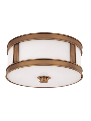 Patterson 2 Light Flush Mount Aged Brass