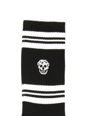 Alexander Mcqueen Logo Skull Crew Socks