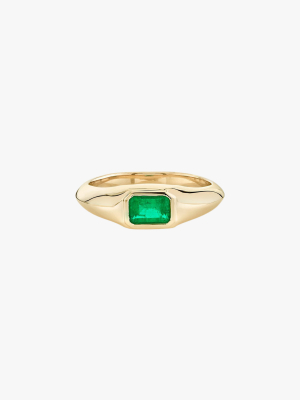Emerald Signet Knife Edge Pinky Ring