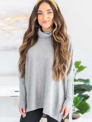 Feeling So Chipper Heather Gray Cowl Neck Sweater