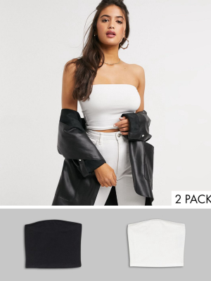 Asos Design Ultimate Organic Cotton Crop Bandeau Top 2 Pack Save