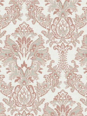 Bold Brocade Wallpaper In Tan And Grey From The Impressionist Collection By York Wallcoverings