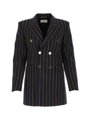 Saint Laurent Double Breasted Striped Jacket