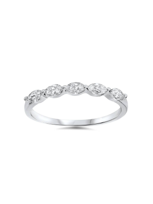 Pompeii3 1/2ct Marquise Diamond Five Stone Wedding Ring 14k White Gold