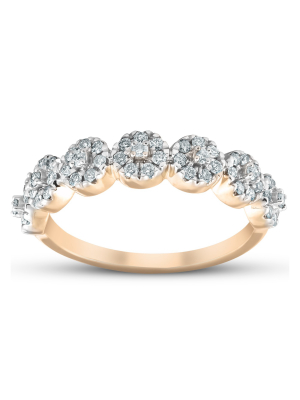 Pompeii3 1/2ct Diamond Halo Anniversary Stackable Diamond Wedding Ring 10k Yellow Gold