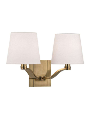 Clayton 2 Light Wall Sconce Aged Brass