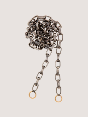 6.5" Biker Chain Bracelet, Silver With Gold Loops