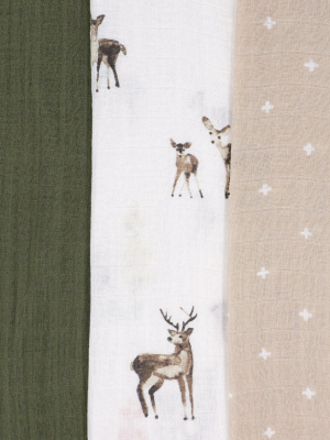 Cotton Muslin Swaddle Blanket Set - Oh Deer 2
