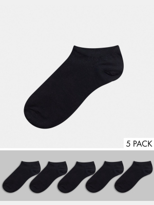 Asos Design Sneaker Sock In Black 5 Pack