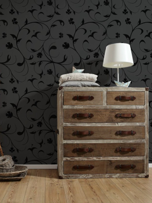 Burke Decor Floral Scrollwork Wallpaper In Black Design By Bd Wall - Autumn