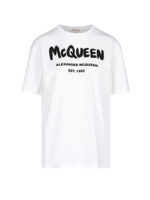 Alexander Mcqueen Graffiti Logo Print T-shirt