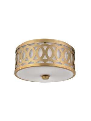 Genesee 2 Light Medium Flush Mount Aged Brass