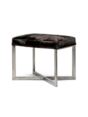 Roger Single Bench Dark Brown Hide With Silver Metal Base