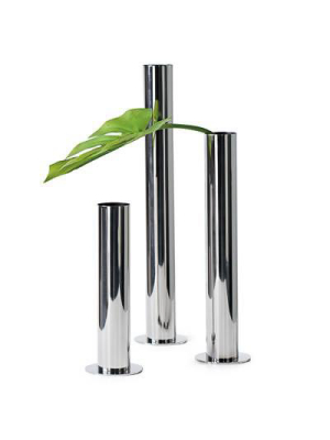 Stainless Steel Pipe Vase Set Of Three In Silver