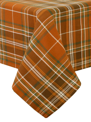 Loden Plaid Fall Printed Tablecloth - Orange/green - Elrene Home Fashions