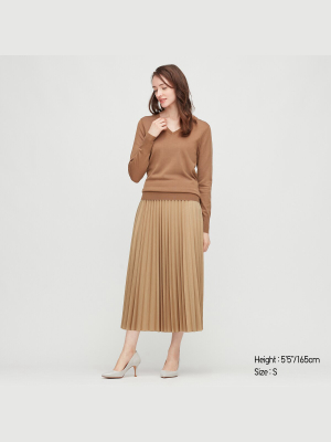 Women Accordion Pleated Long Skirt