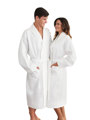 Waffle Weave Bathrobe Unisex Linum Home - White (large/xlarge)