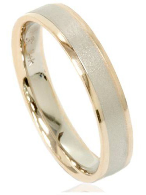 Pompeii3 4mm 14k Gold 2 Tone Comfort Fit Brushed Comfort Fit Wedding Band Ring Size 6 - Size 6