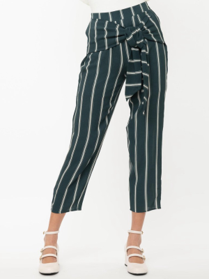 Retro Style Dark Teal & White Stripe Pants