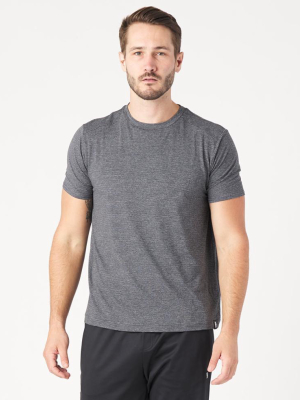 Salton Short Sleeve: Black Melange Stripe