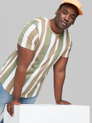 Men's Tall Striped Short Sleeve T-shirt - Original Use™ - Green Mt
