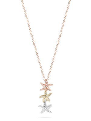 Effy Trio 14k Tri Color Gold Diamond Starfish Trio Pendant, 0.23 Tcw